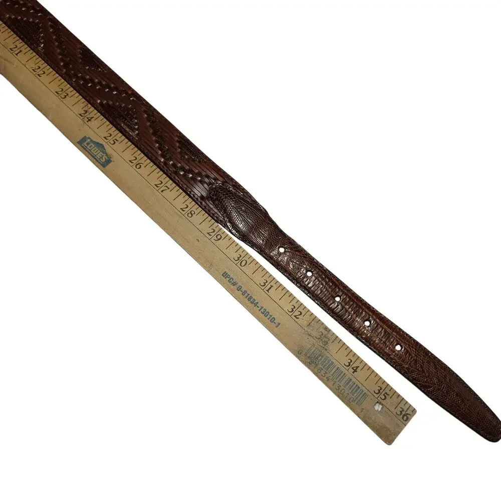 Bill Adler Studio Belt Men 32 Brown Leather Croc Embossed Woven Tapestry Braided